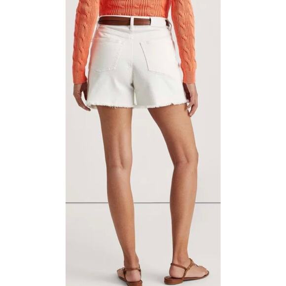 Lauren Ralph Lauren Womens White Shorts Plus Size 22W Raw Fringe Hem High Rise - Picture 12 of 14